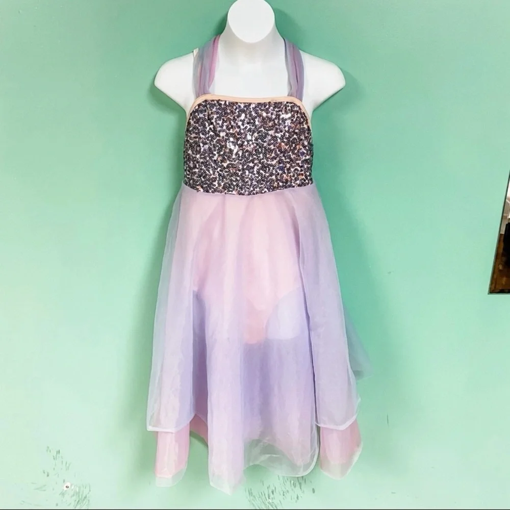 Theatricals Costumes Pastel Tulle Sequin Fancy Leotard Dance Costume Teen M
